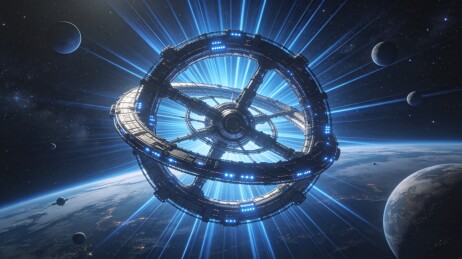 环形空间站科幻星际太空图景