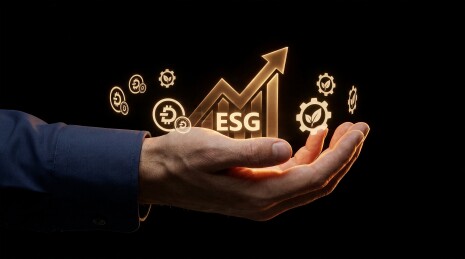 手托发光ESG商业增长图表