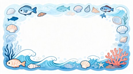 海洋生物卡通长方形装饰边框