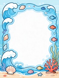 海洋生物卡通长方形装饰边框