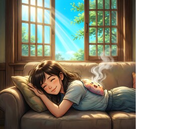 午后阳光少女沙发小憩