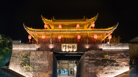 中国安徽徽州古城夜景
