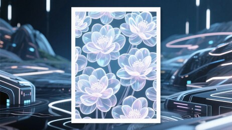 科学幻想花卉插画背景