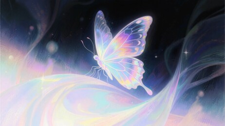 梦幻彩蝶插画