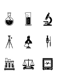 黑色剪影化学实验器材仪器图标