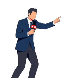 手持话筒报道采访的男记者插画