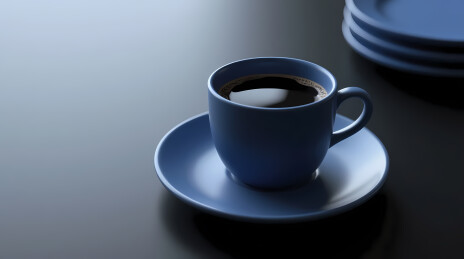 蓝色咖啡杯碟静物