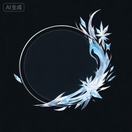 冰晶缠绕魔幻游戏头像圆边框