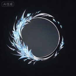 冰晶缠绕魔幻游戏头像圆边框