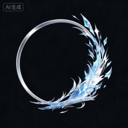 冰晶缠绕魔幻游戏头像圆边框