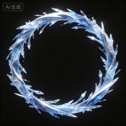 冰晶缠绕魔幻游戏头像圆边框