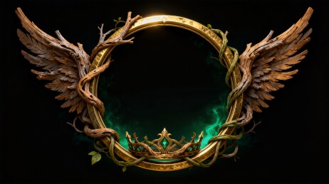 藤蔓羽翼皇冠圆环魔幻边框