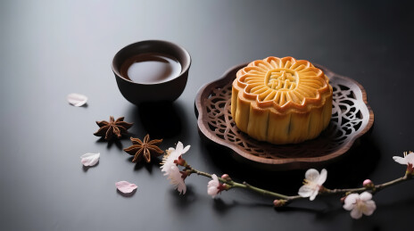 金黄花纹月饼