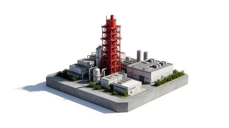 工业厂区模型展示红色塔架