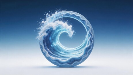蓝色水浪环绕成环