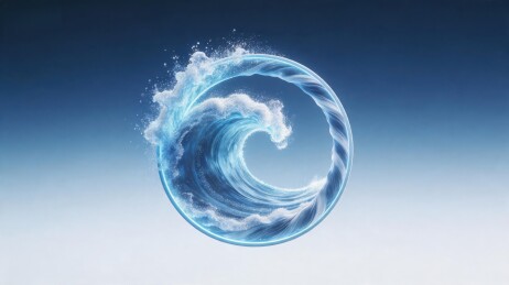 蓝色水浪环绕成环