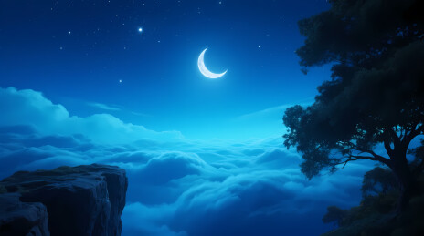 新月云海夜景