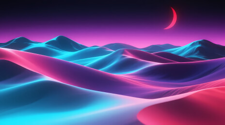 霓虹山脉赛博朋克夜景