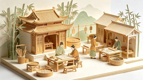 古法琉璃烧制技艺传统手工艺纸雕插画
