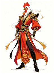 红金衣冠公鸡拟人角色