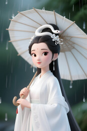 古风白蛇仙子白娘子白素贞持伞图