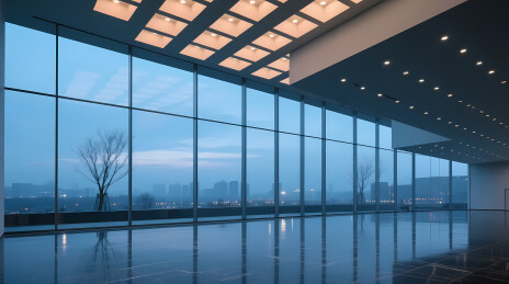 蓝灰调江景玻璃建筑