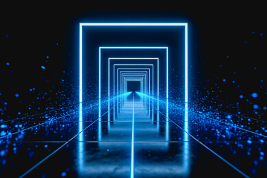 蓝色霓虹科技隧道