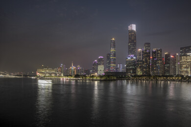 广州珠江新城CBD，城市风光，夜景全景