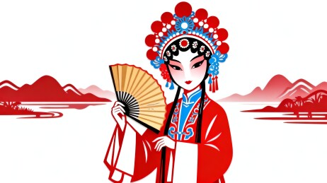 国粹京剧戏曲花旦人物插画