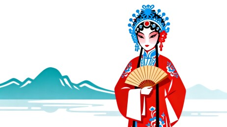 国粹京剧戏曲花旦人物插画
