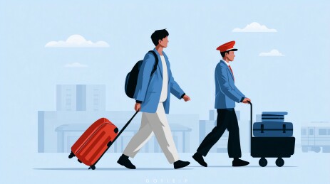 复古扁平插画 都市人群旅行出行