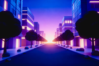 黄昏时分的空寂城市街道
