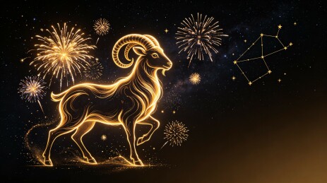 金色发光白羊座星座插画