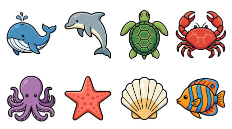 海洋生物与热带水族动物图标
