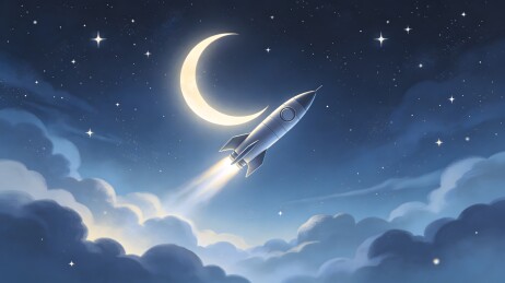 火箭飞天夜空明月