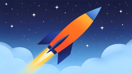 火箭升空穿越星空云层