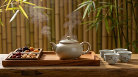 竹林茶具静景