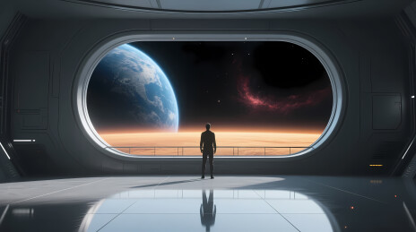 太空舱内孤独身影