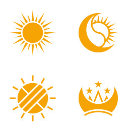 太阳与月亮简约矢量图标合集