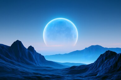蓝色星球下的山峦