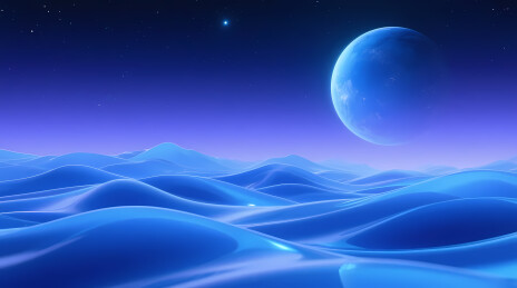 星空下的蓝色波浪