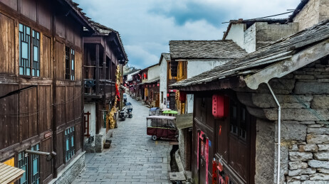 中国贵州省安顺市旧州古镇商铺街巷建筑