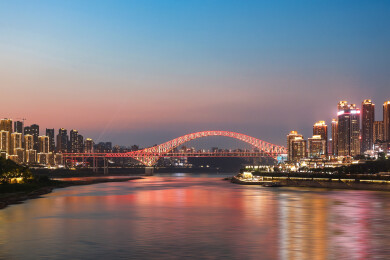 重庆城市天际线及繁华都市夜景