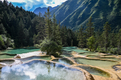 四川黄龙风景区 钙华彩池群景观