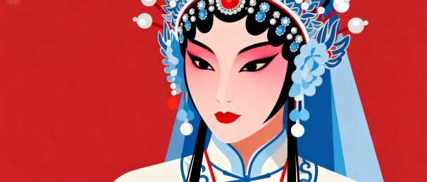 国潮京剧旦角人物插画 