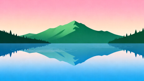 湖光山色倒影风景