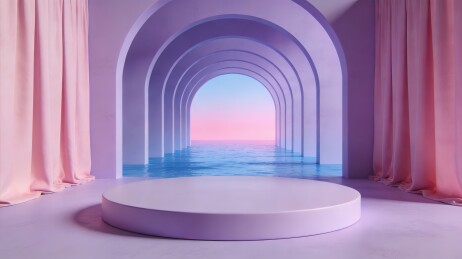 梦幻拱形隧道渐变背景