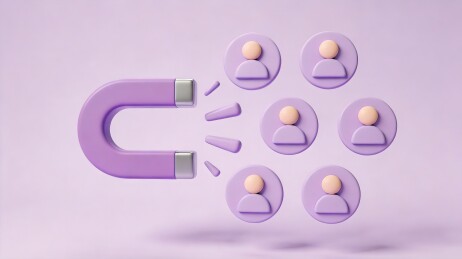 紫色磁铁吸引人群图标背景