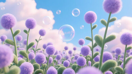 紫色绒球花梦幻天空