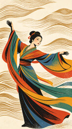 古风仕女起舞插画